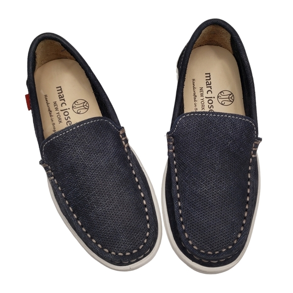 Marc Joseph | NIB Leroy St Navy Jeans Perforated Leather Loafers Boy's 10.5 - Picture 10 of 13